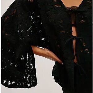 Free People Black Lace Kimono